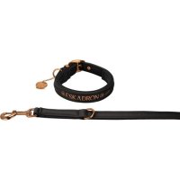 Eskadron Hundeset Platinum (Halsband + Leine), black, cognac