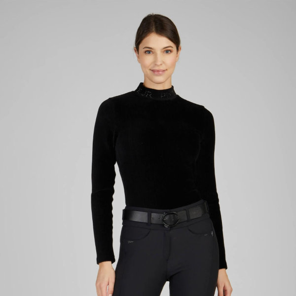 Pikeur Damen Langarmshirt Rip Selection, black velvet