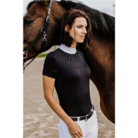 Equitheme Damen Turniershirt London mit Strass, navy, black, white