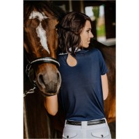 Equitheme Damen Turniershirt London mit Strass, navy, black, white